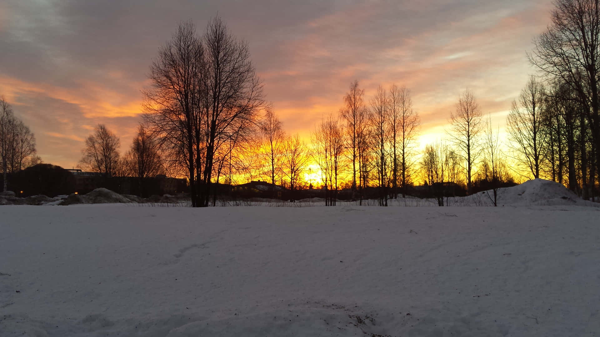 Skelleftea Winter Sunset Wallpaper