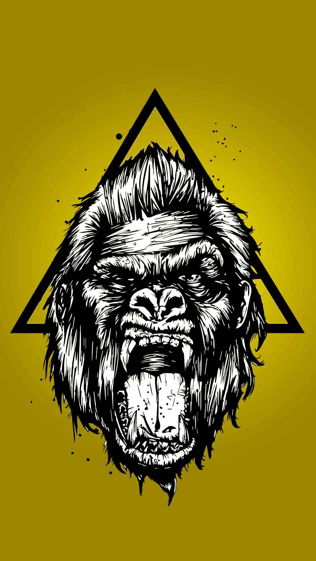 Sketch Art Gorilla Iphone Wallpaper