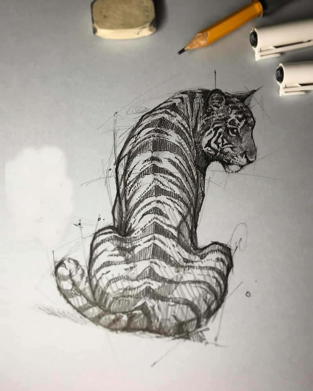 Imagende Arte De Boceto De Tigre De Bengala