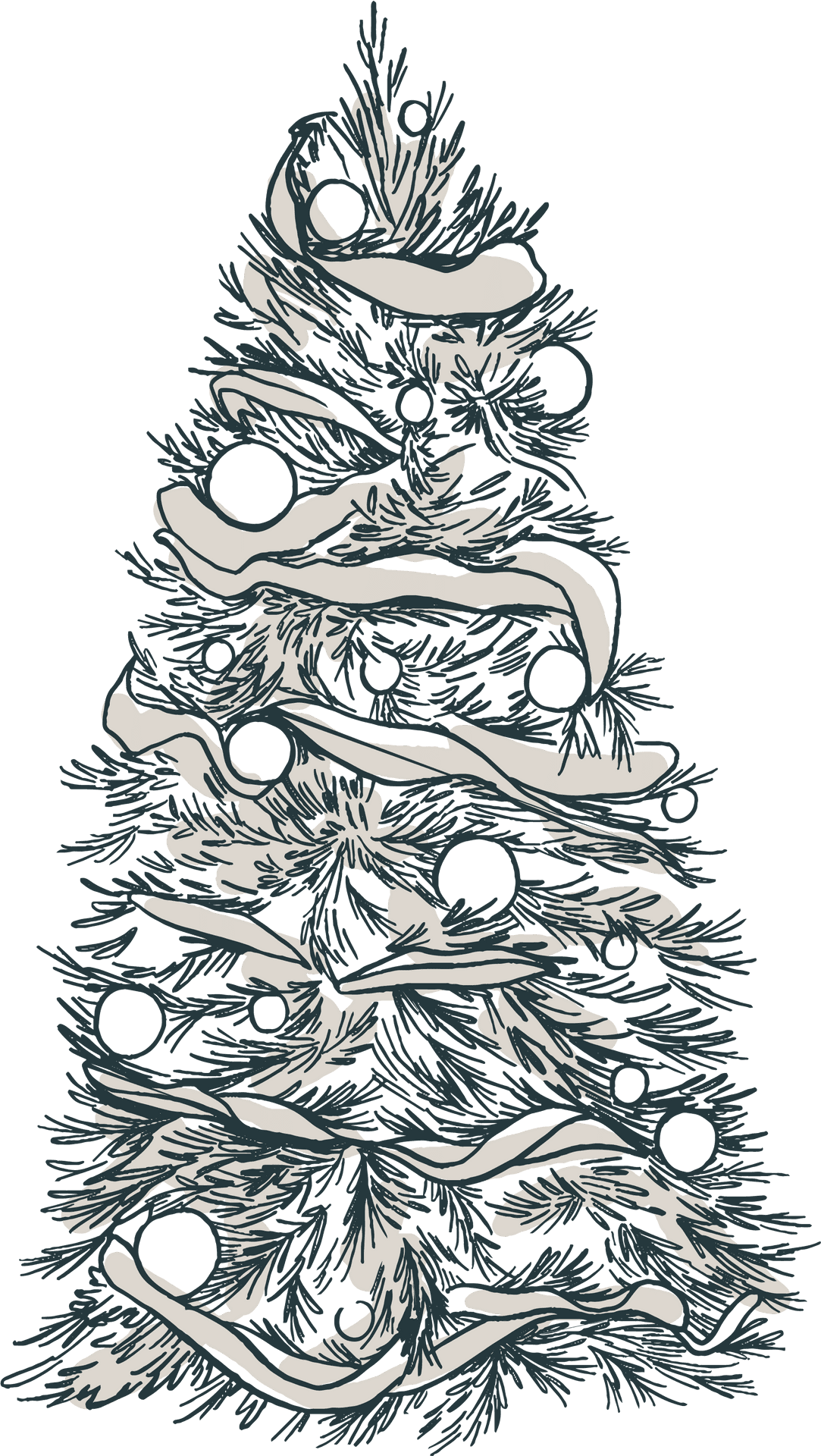 Sketch Style Christmas Tree PNG