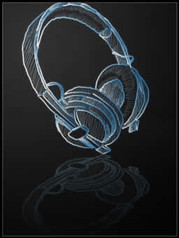 Sketch Style Headphoneson Black PNG