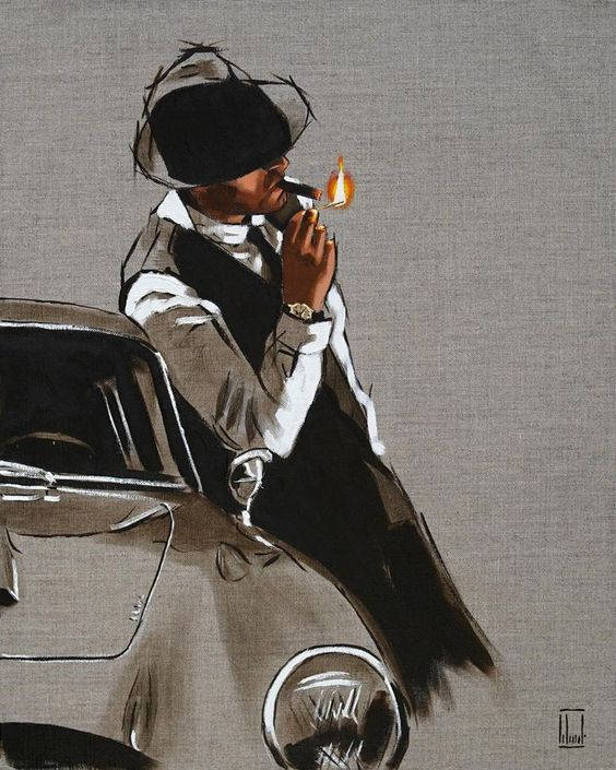 Tegnet dårlig dreng læner sig på en bil Wallpaper