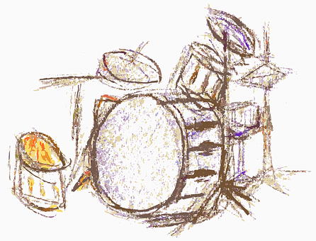 Sketchof Drum Set PNG