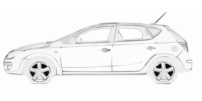 Sketchof Modern Hatchback Car PNG