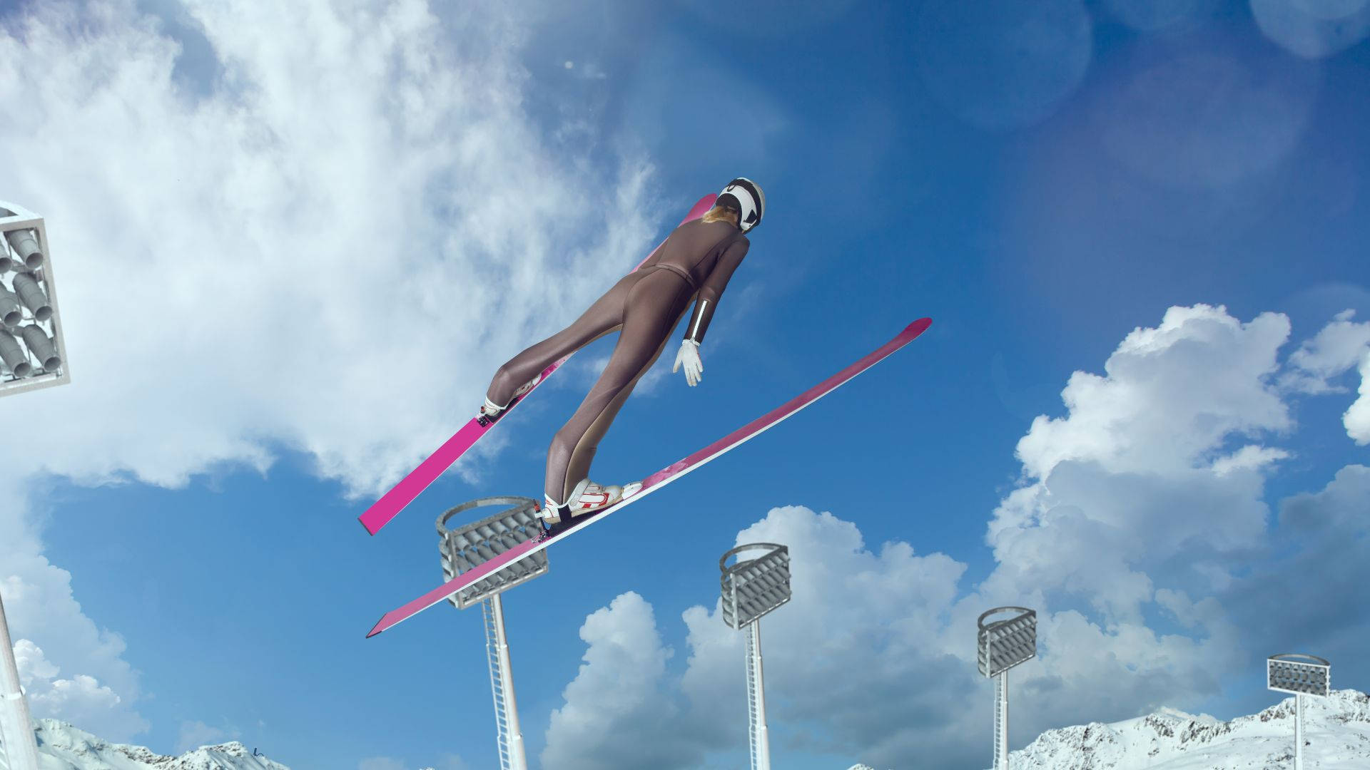 Skihoppning3d-spelet Flygande. Wallpaper