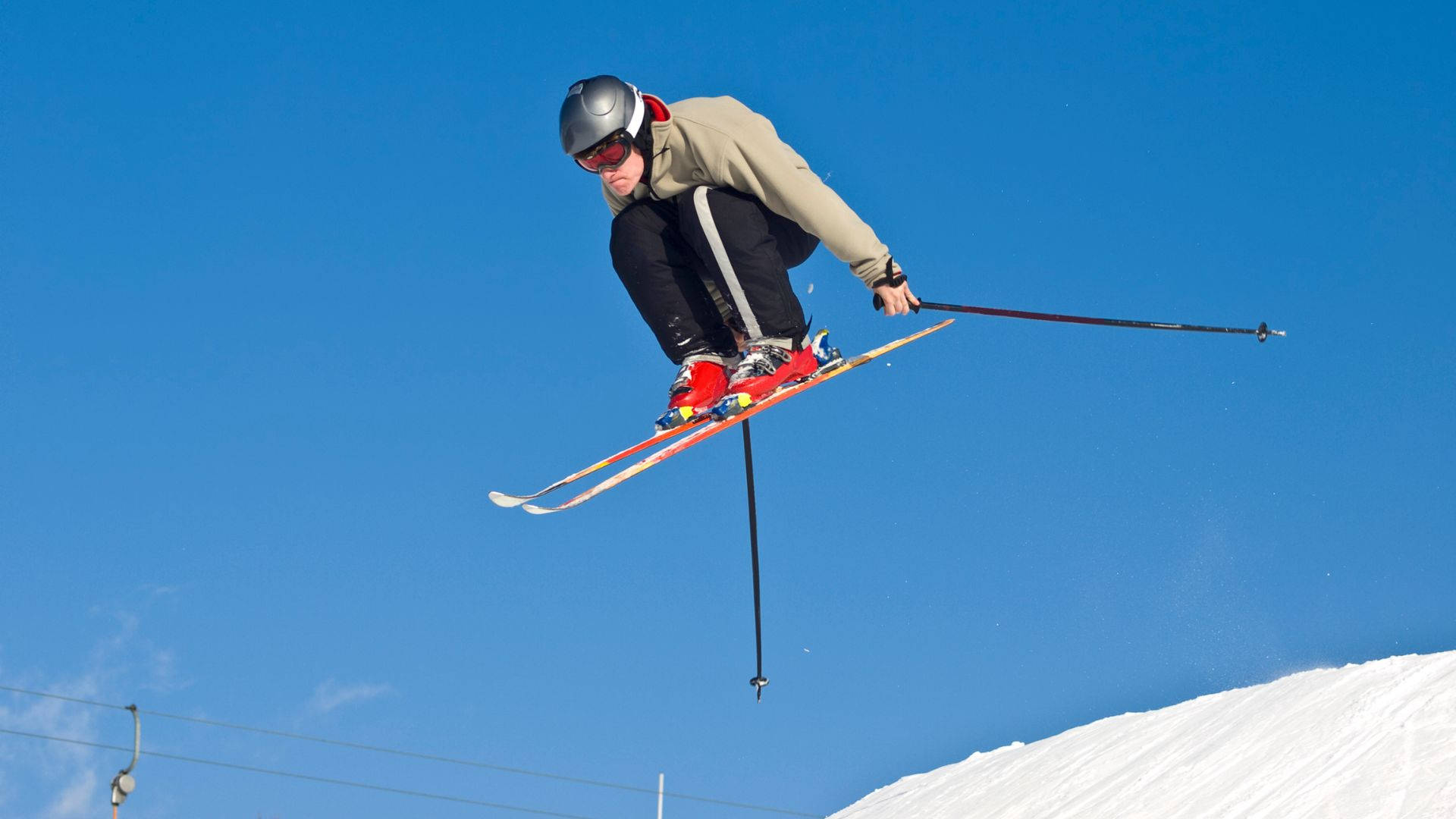 Ski Jumping Curl Ups Position Wallpaper