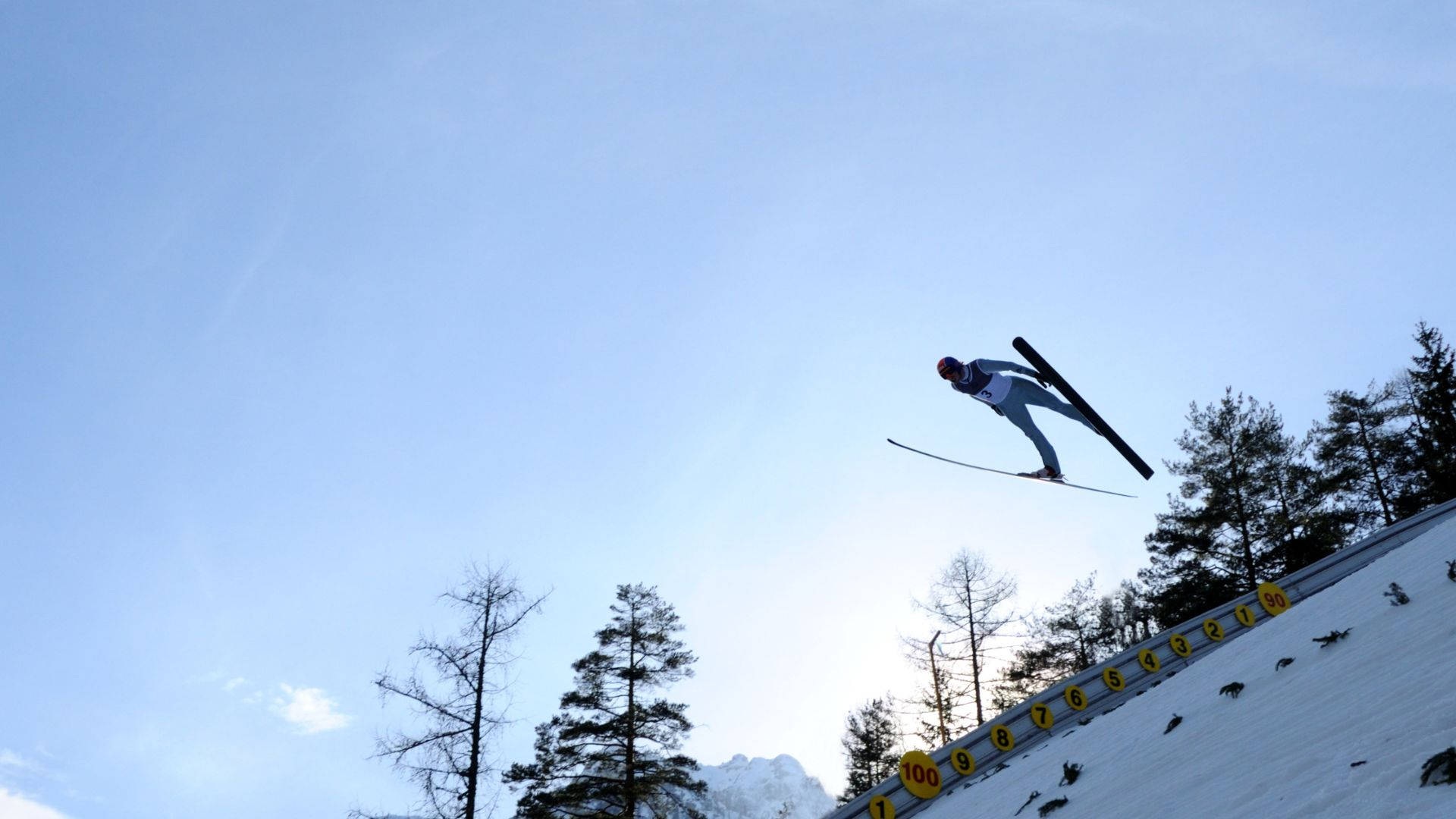 Ski Jumping Take-Off Shot Wallpaper