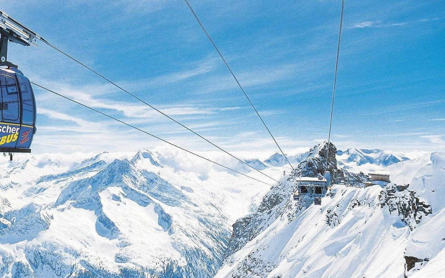 Ski Lifts Winter Landscape Wallpaper
