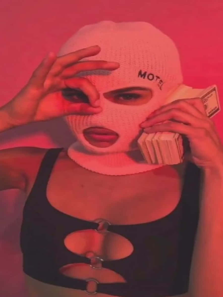 Ski Mask Girl Doing Money Pose Wallpaper