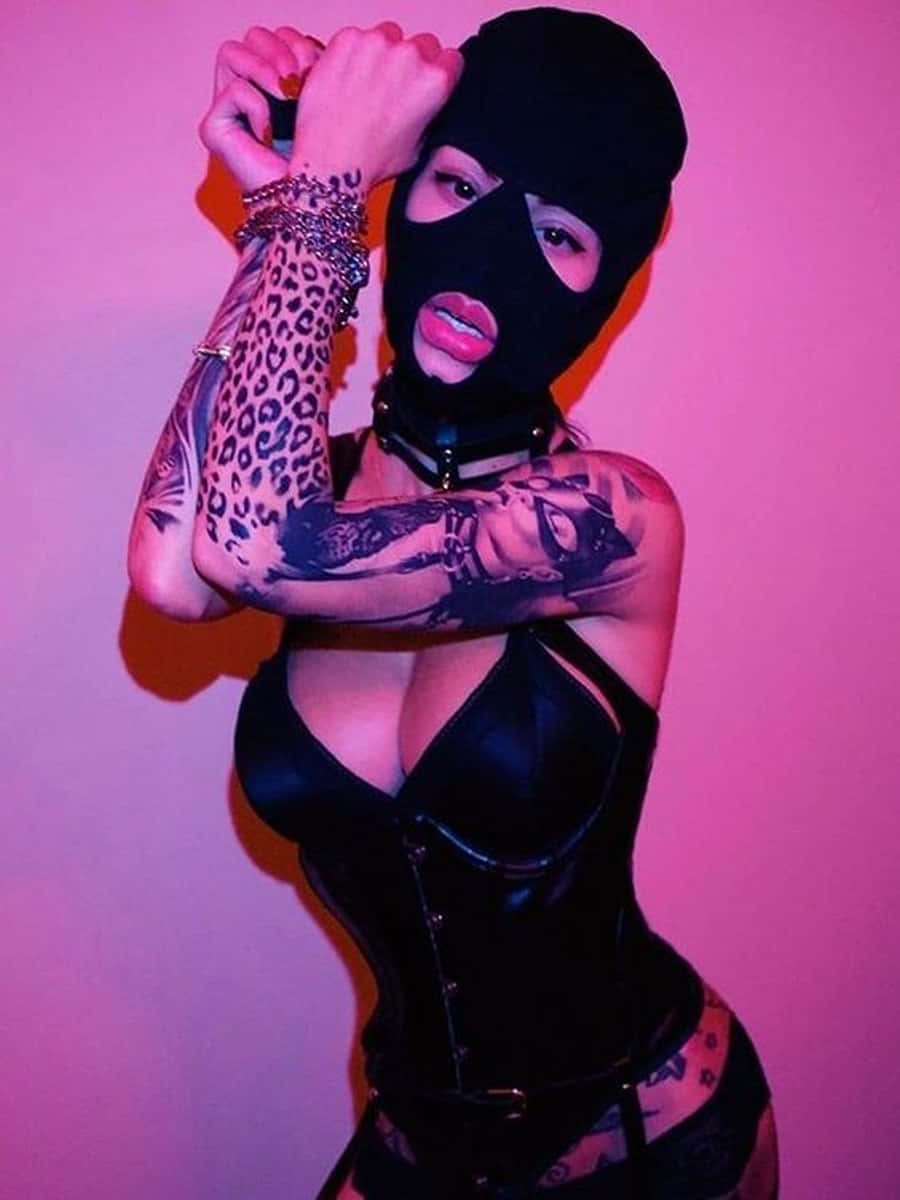 Ski Mask Girl With Arm Tattoes Wallpaper