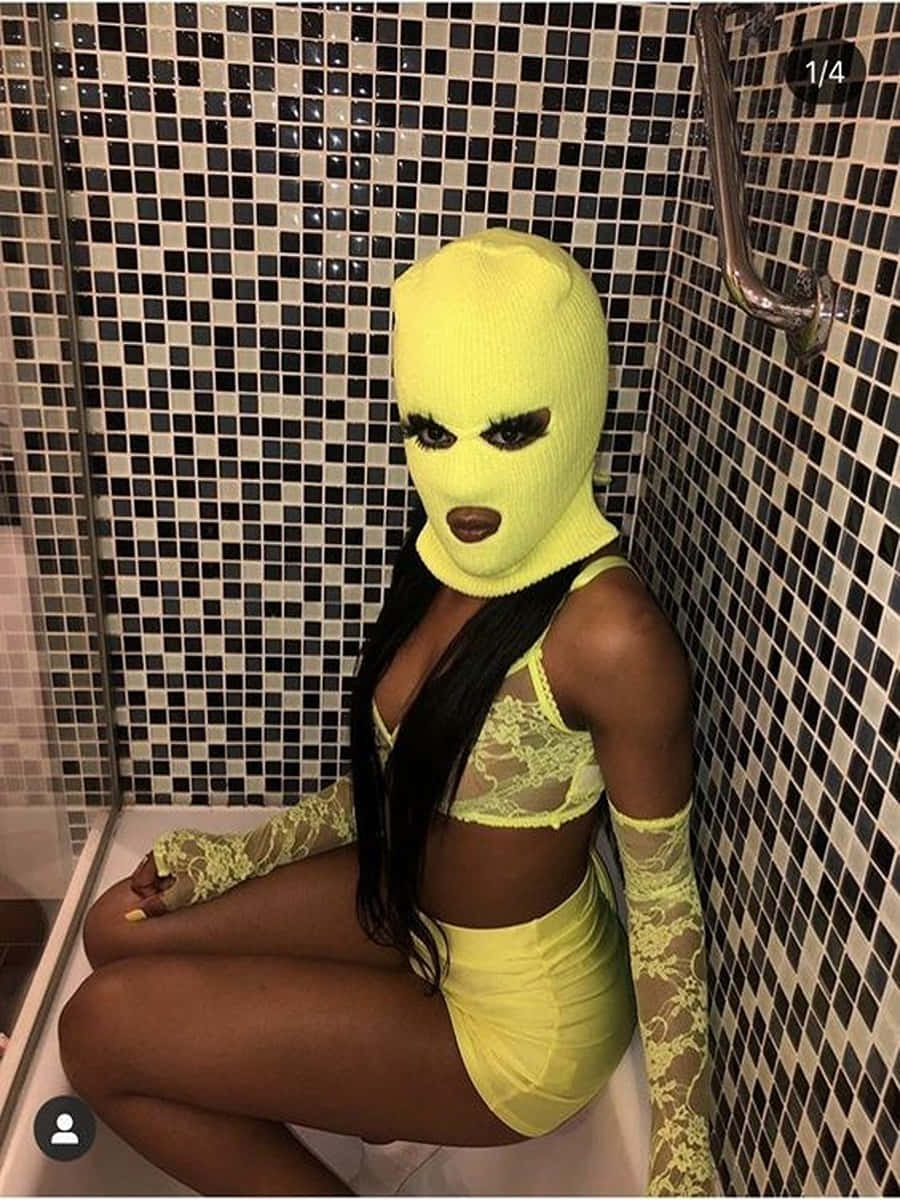 Yellow Ski Mask Girl In Bathtub Wallpaper