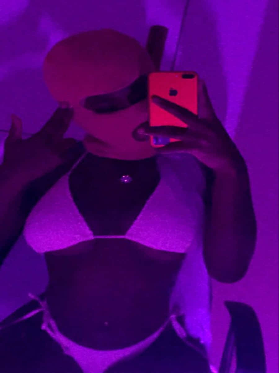 Ski Mask Girl Taking Selfie With An Iphone Wallpaper