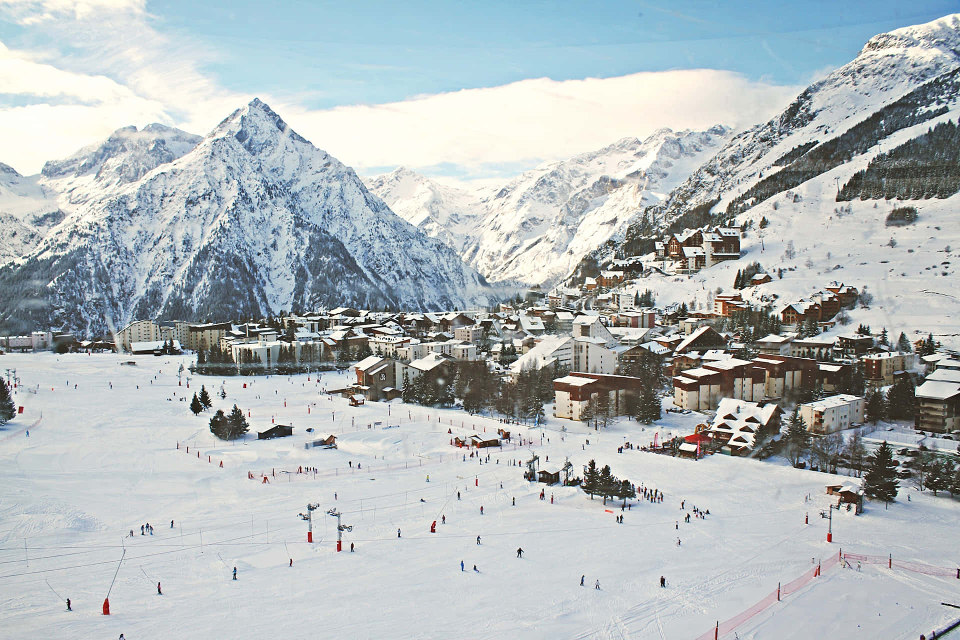 Scenic Ski Resort during Winter Season Wallpaper
