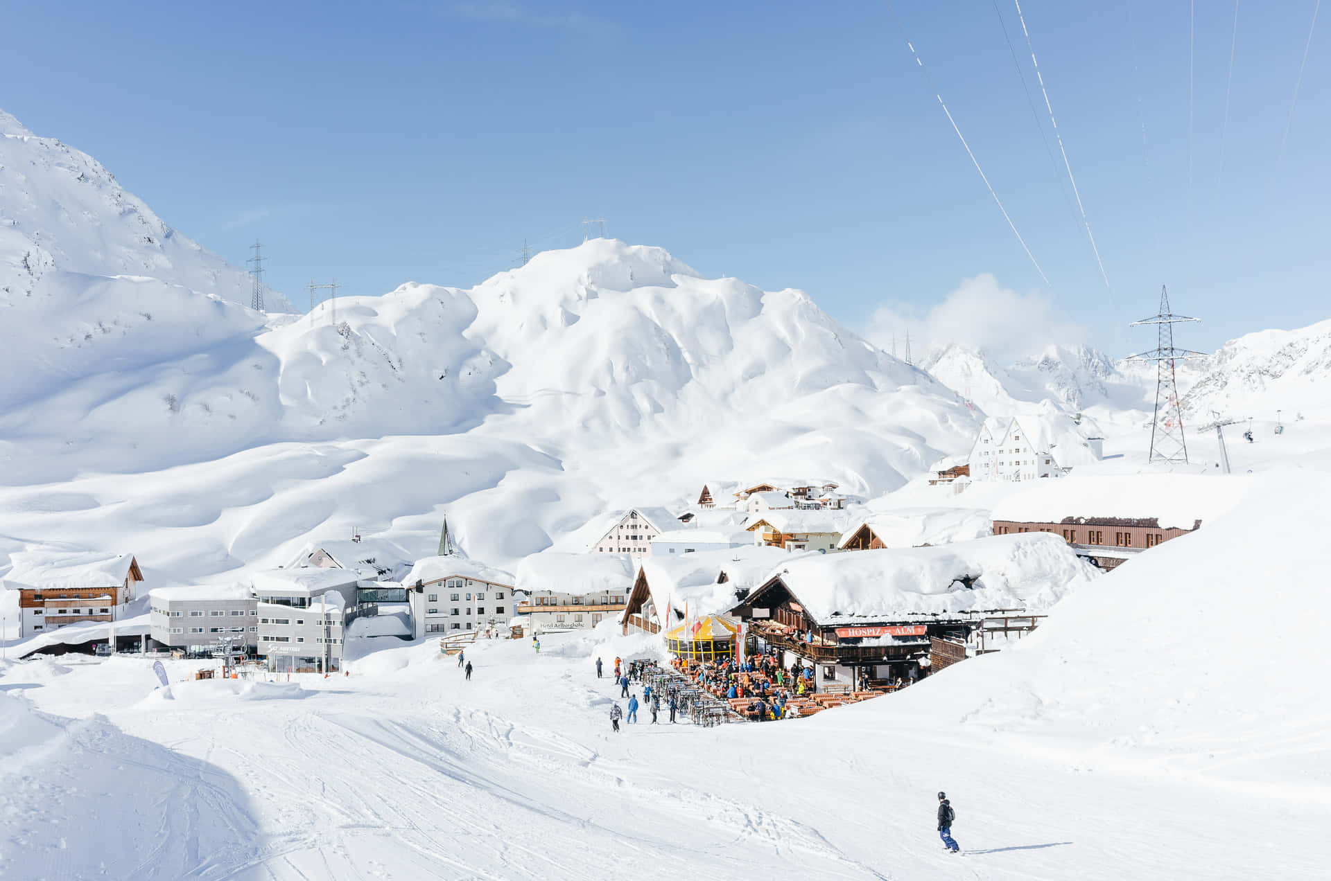 Caption: Scenic Winter Ski Resort Wallpaper