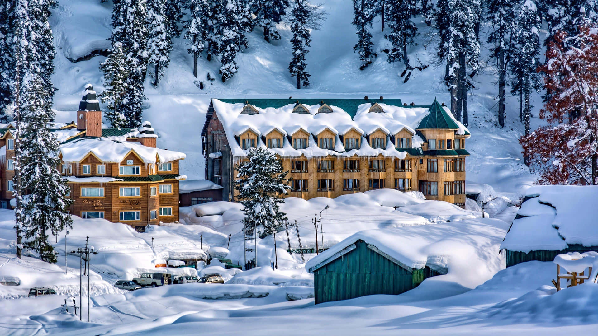 Captivating Ski Resort Panorama Wallpaper