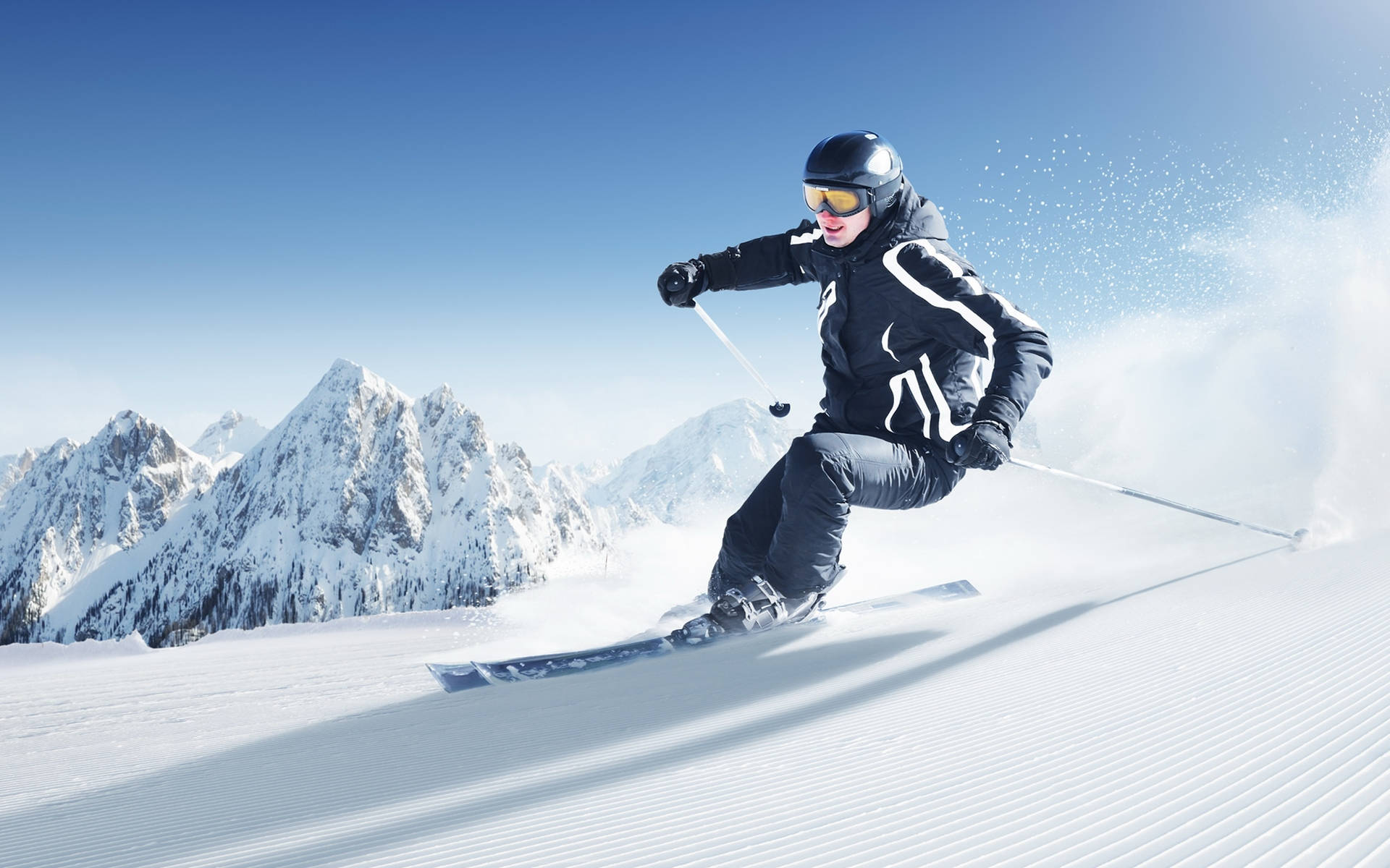 Skifahrenim Schwarzen Jumpsuit Wallpaper