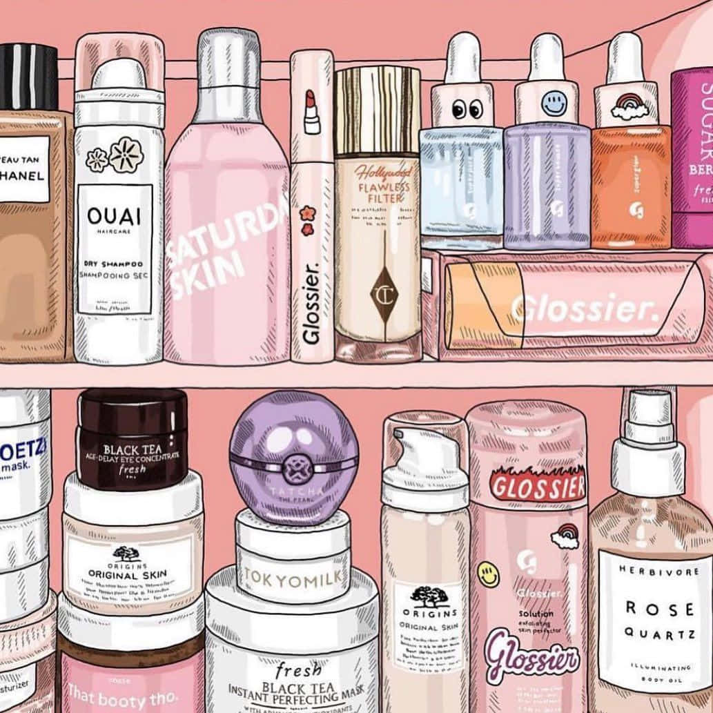 Skincare Products Aesthetic Shelfie Wallpaper