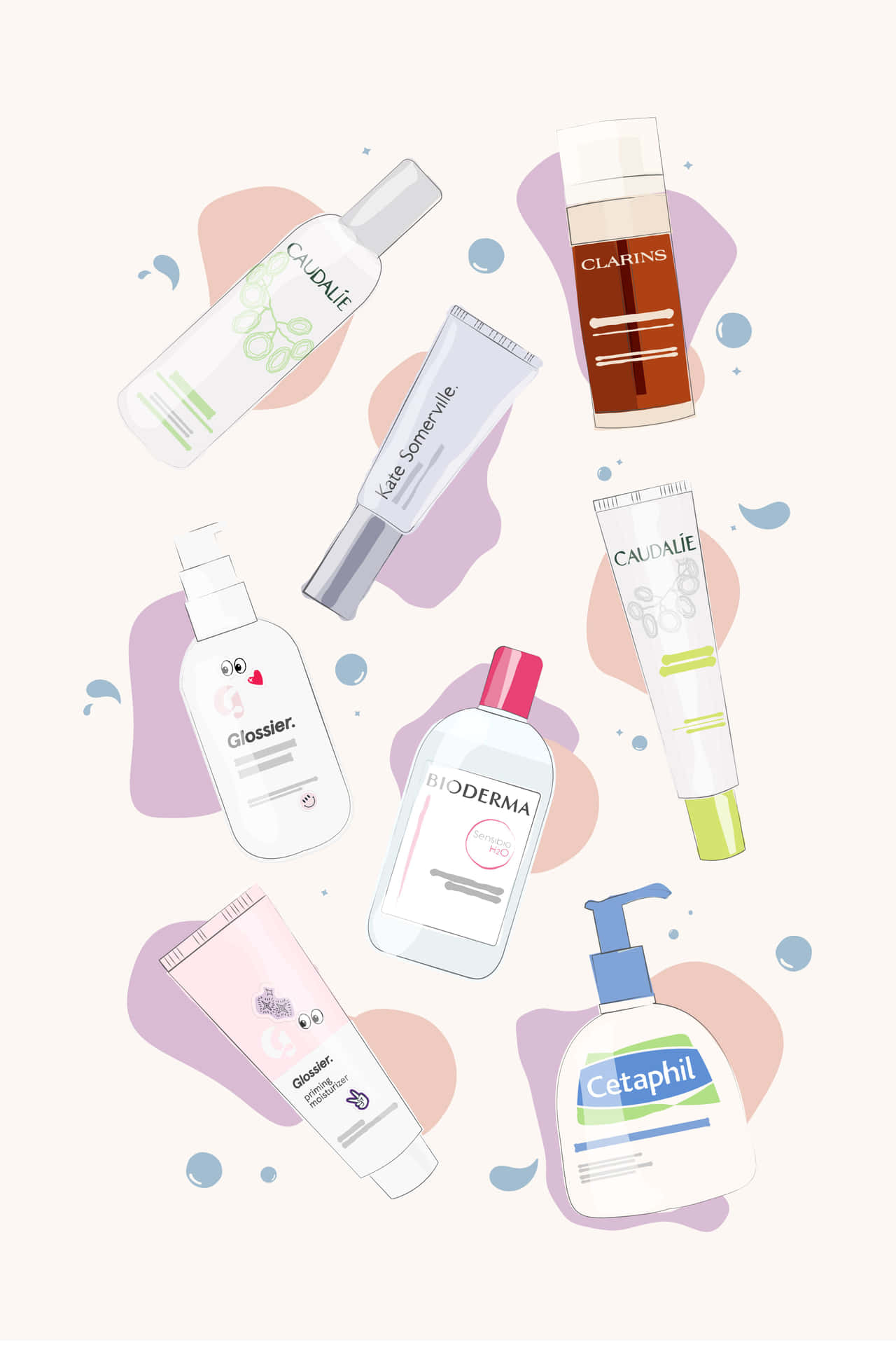 Skincare Products Illustration Aesthetic Wallpaper