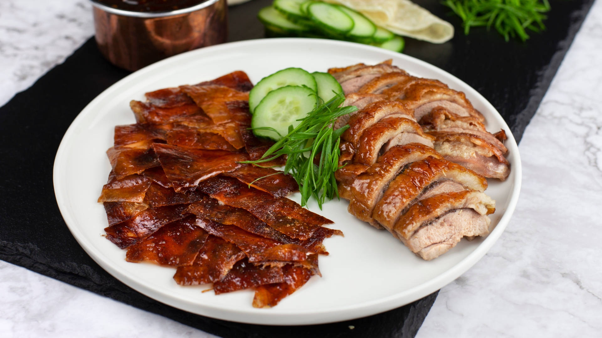 Skinned Roasted Peking Duck With Cucumber Wallpaper