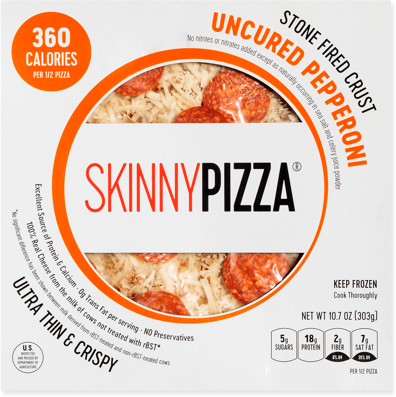 Skinny Pizza Pepperoni Stone Fired Crust Box PNG