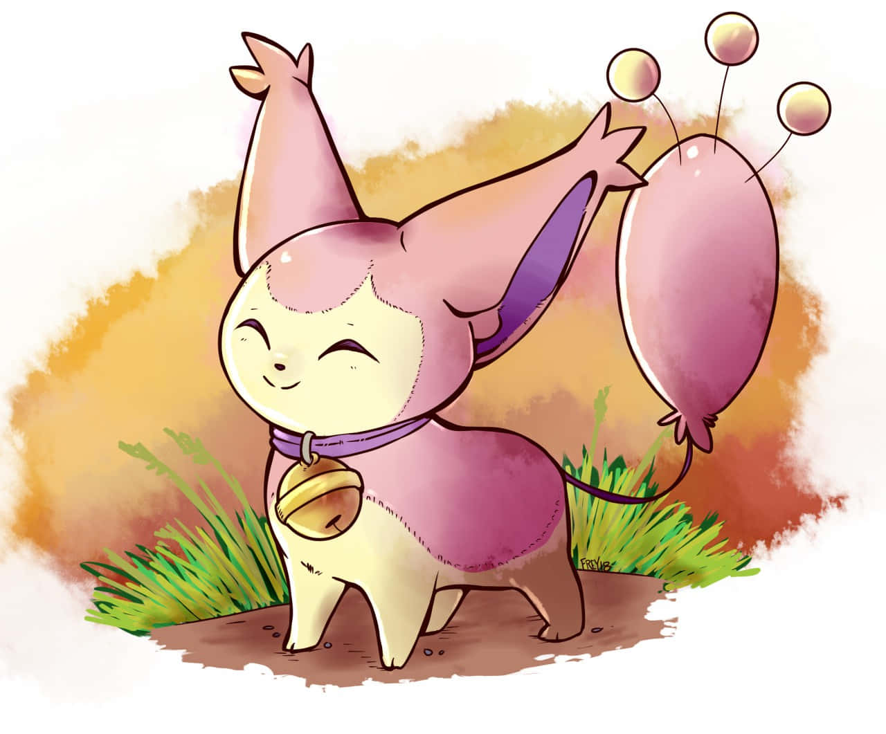Skitty With Large Bell Wallpaper