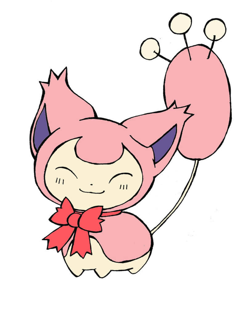 Skitty With Red Bow Wallpaper