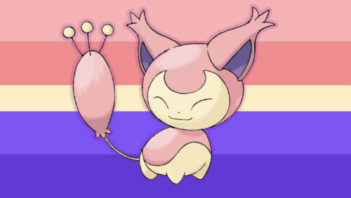 Skitty With Striped Background