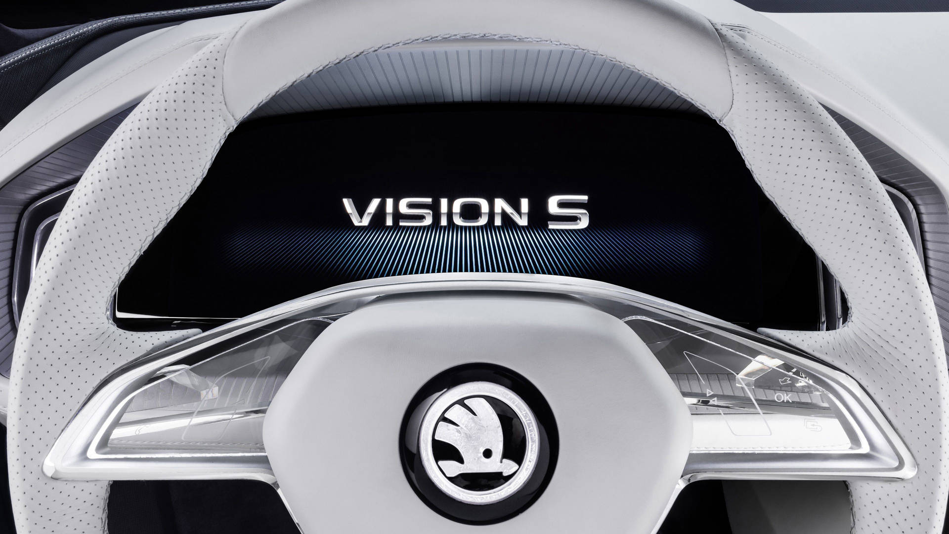 Drive in Style with the Skoda Vision S Logo Wallpaper