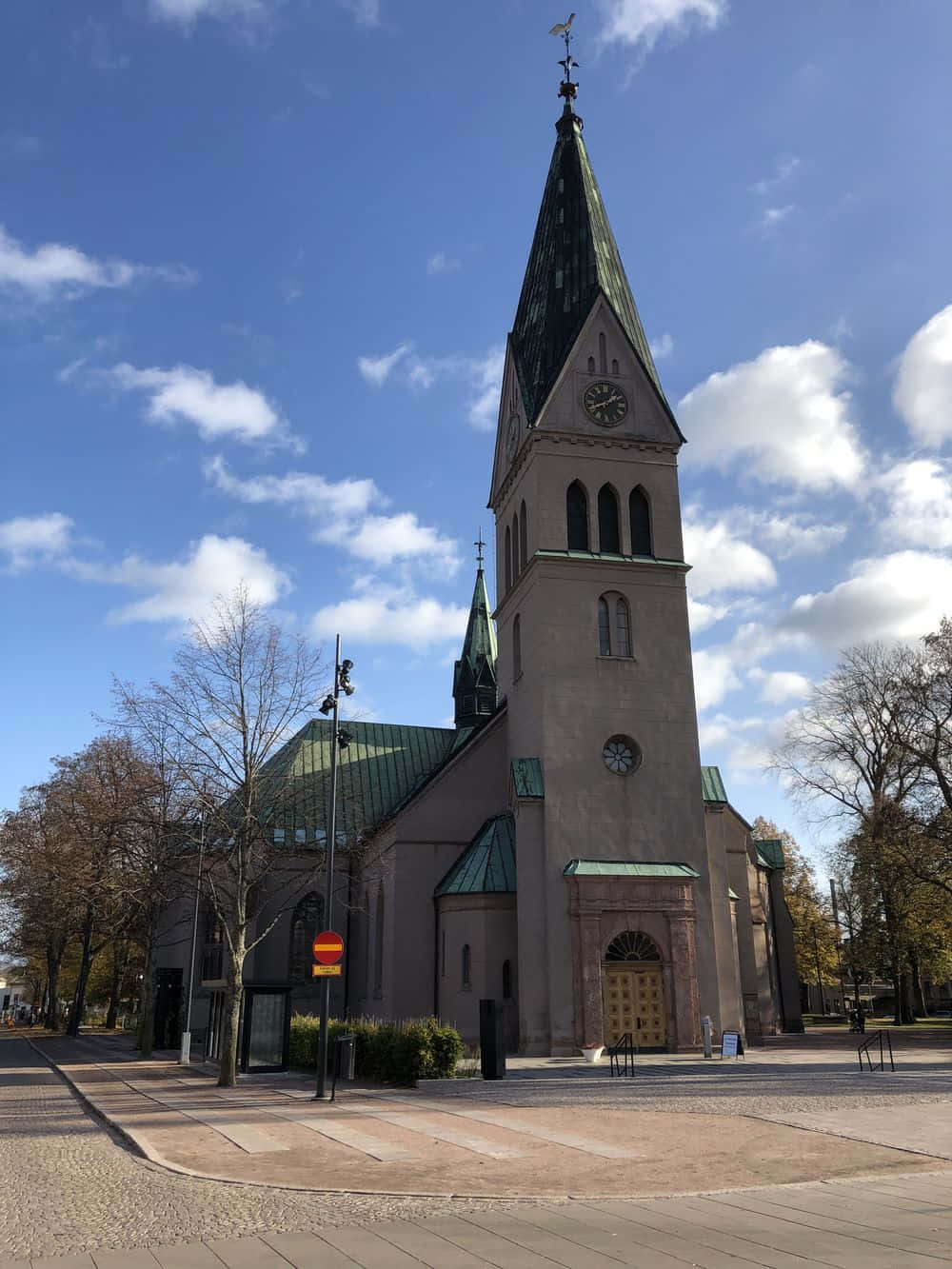 Skovde Cathedral Sunny Day Wallpaper