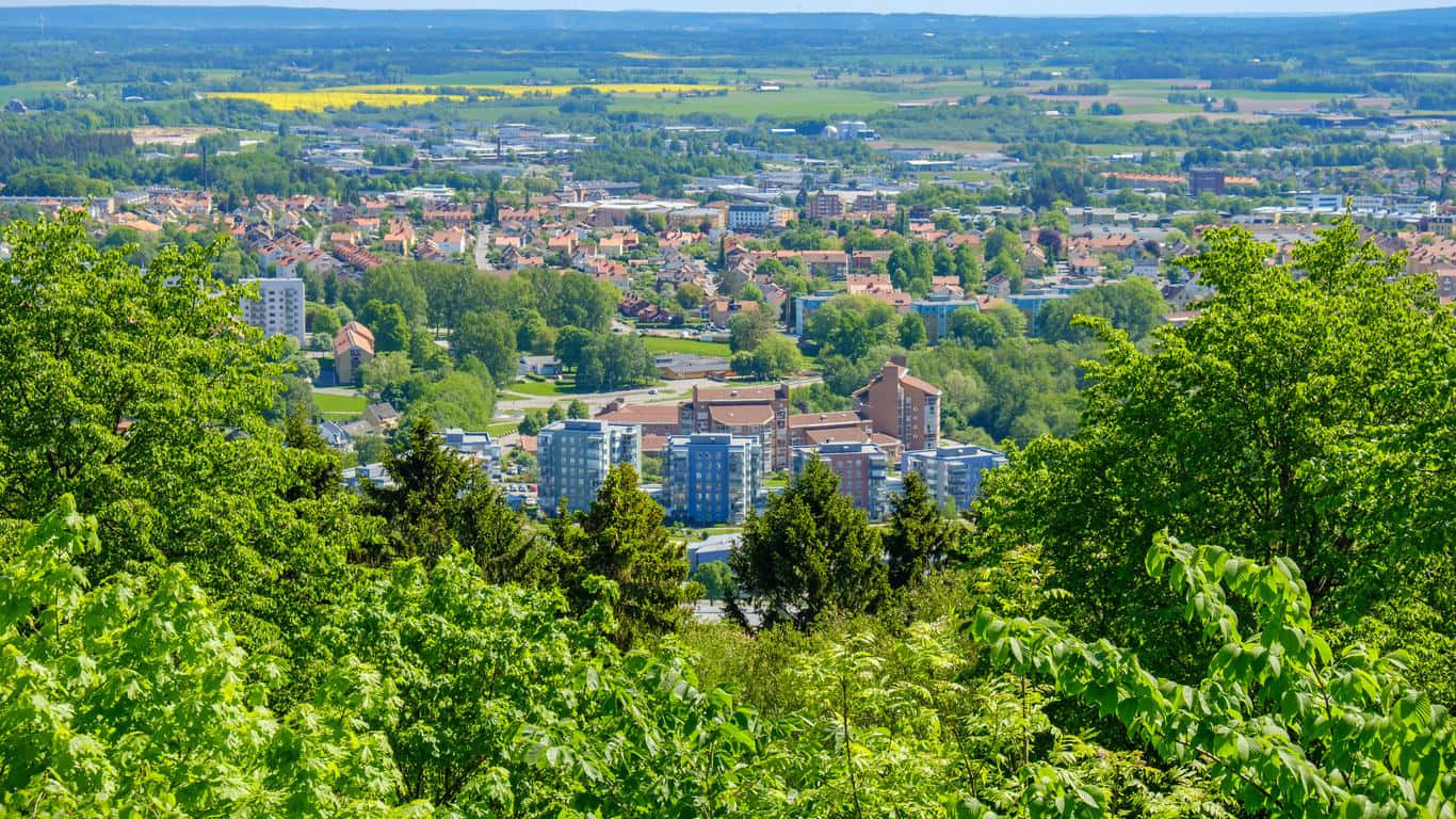 Skovde Sweden Aerial View Wallpaper