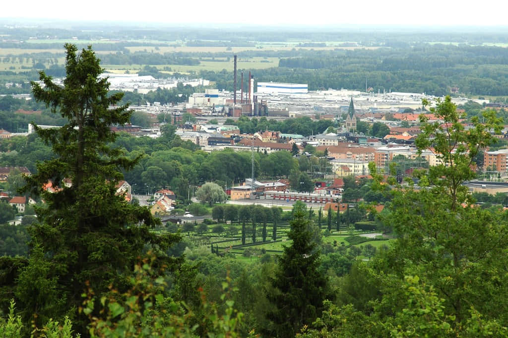 Skovde Sweden Aerial View Wallpaper