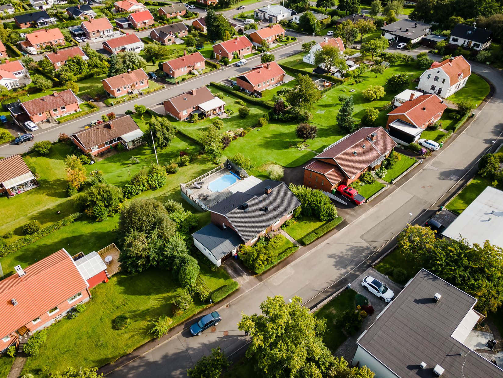 Skovde Sweden Suburban Aerial View Wallpaper