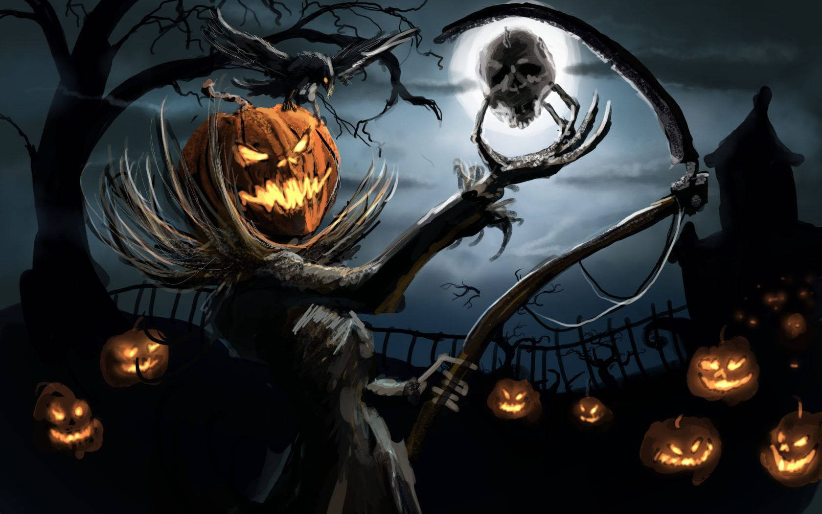 Skræmmende Halloween Jack-o'-lantern Wallpaper