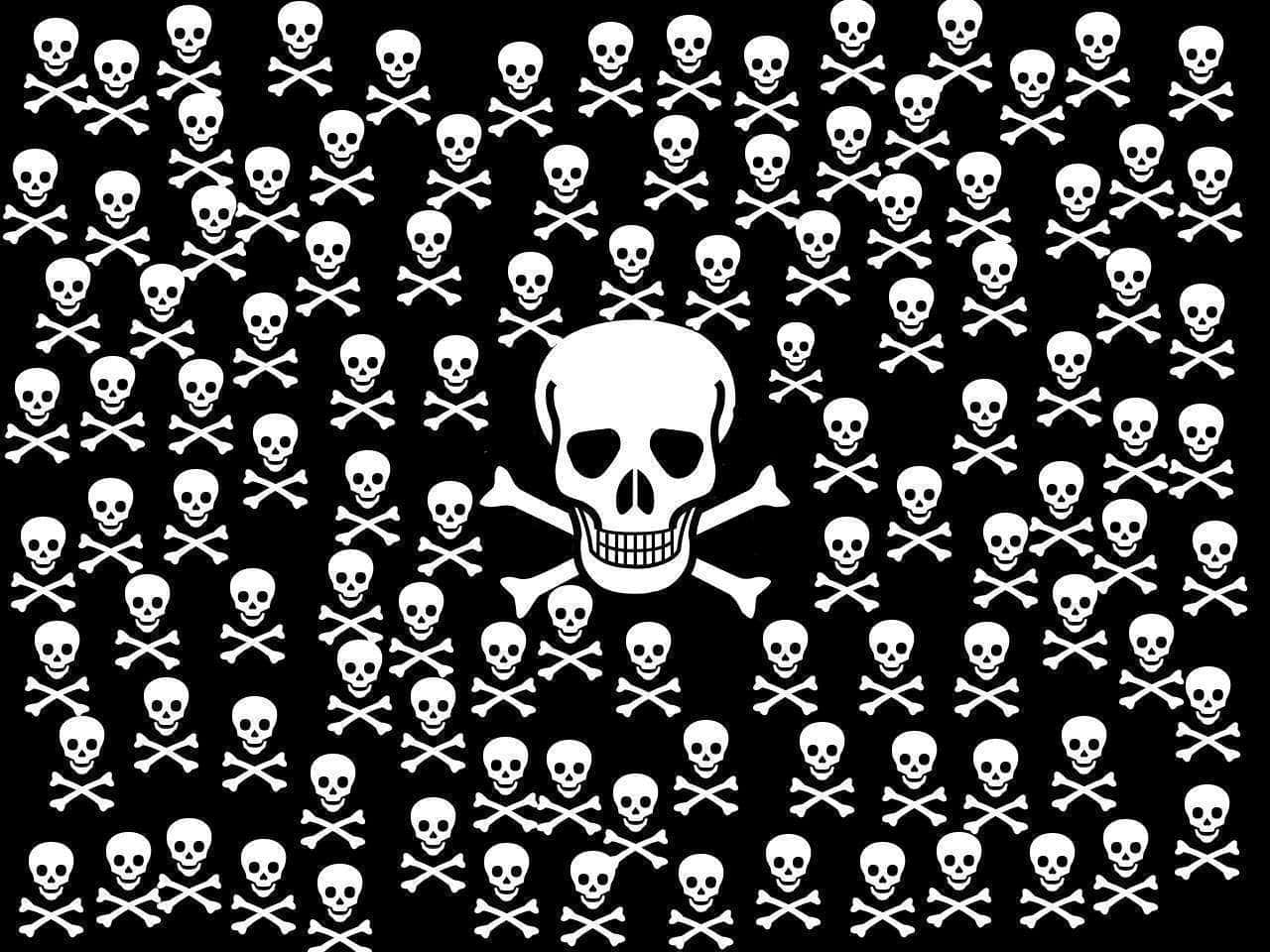 A Black Background With Many Skulls On It Wallpaper