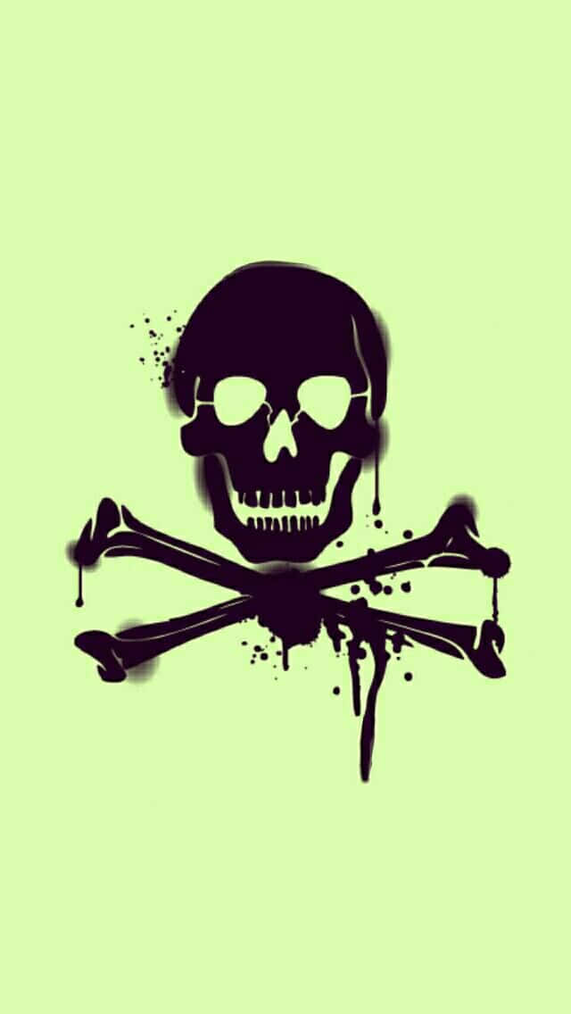 A Skull And Crossbones On A Green Background Wallpaper