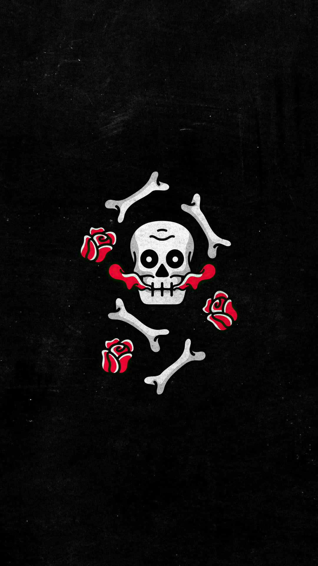 A Skull And Bones With Red And White Hearts Wallpaper