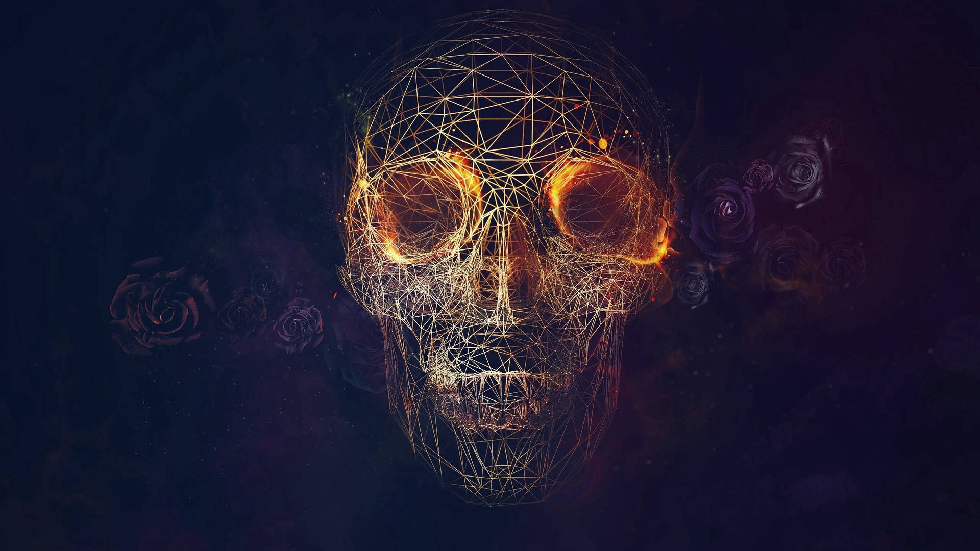 "Geometric Skull Illuminated in a Playful Spectrum of Color" Wallpaper