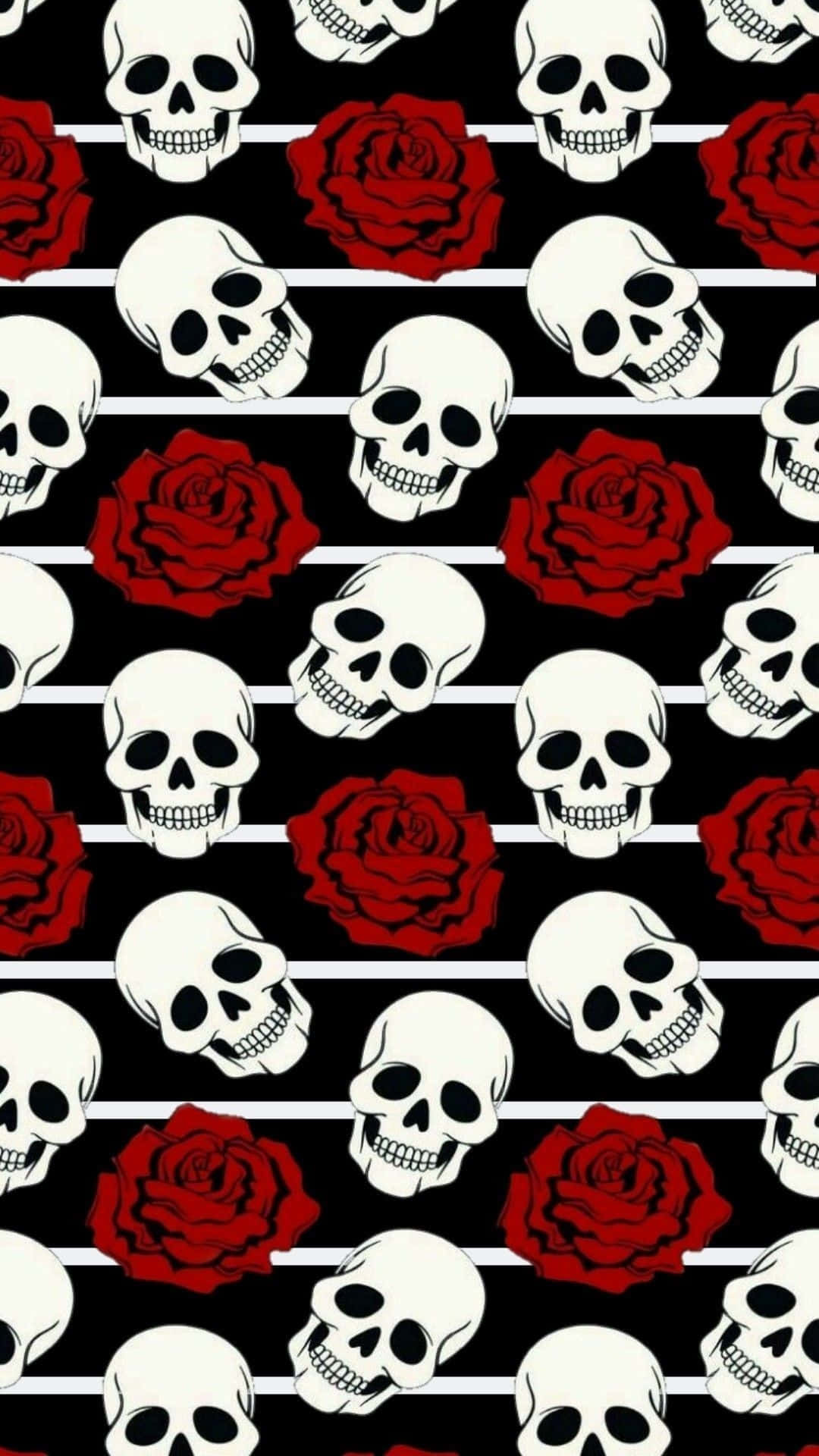 Skull_and_ Rose_ Pattern_ Wallpaper Wallpaper