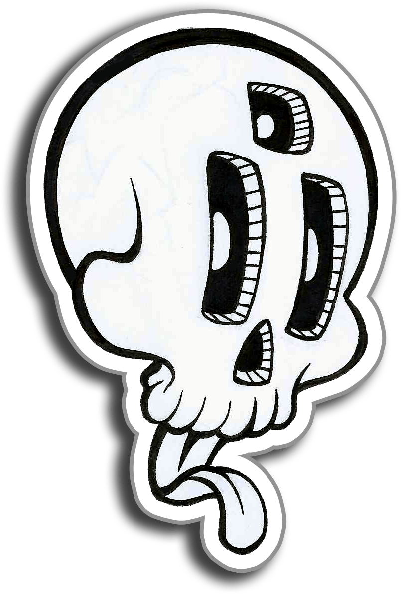 Skull Art Sticker Design PNG