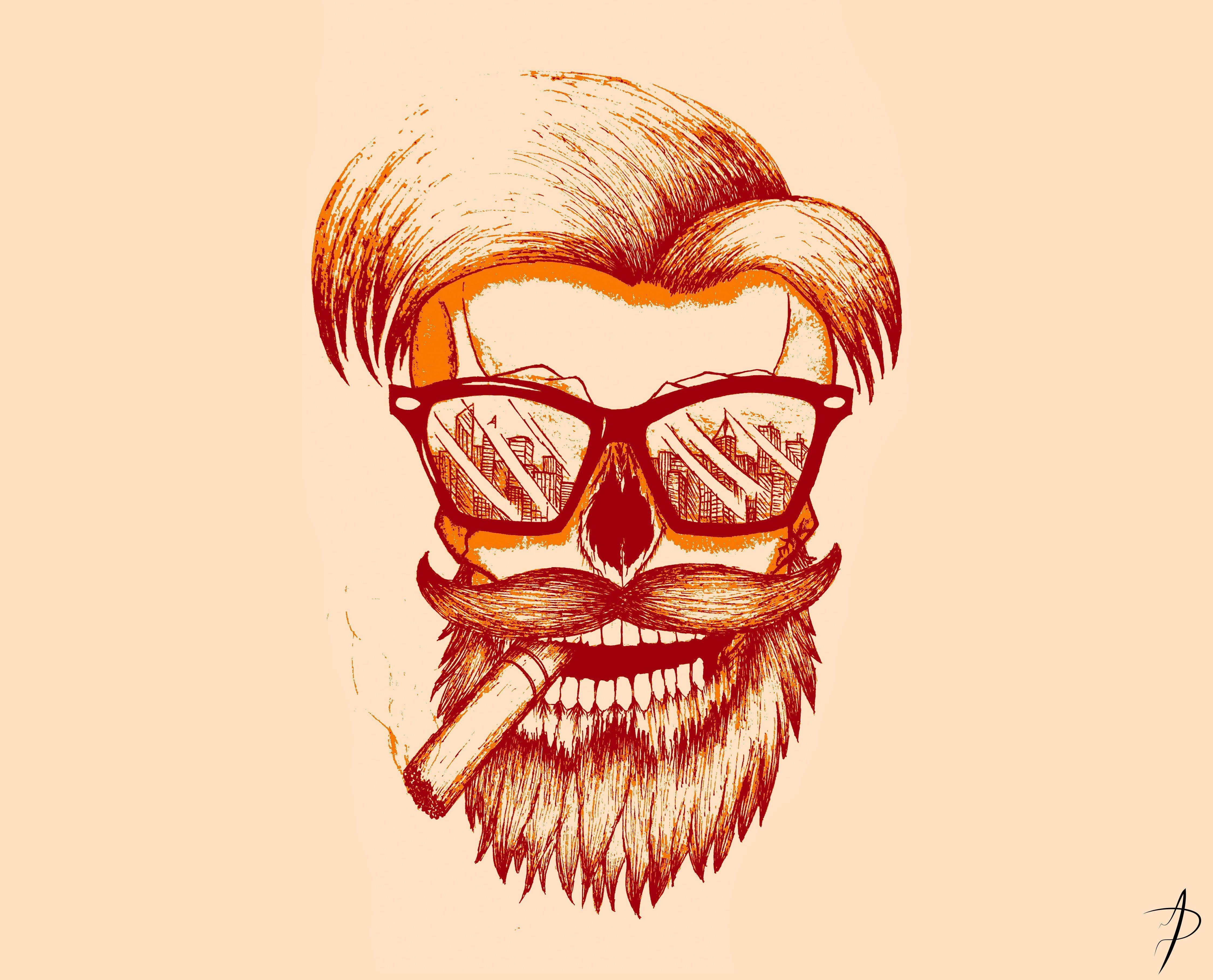 Skull Beard Logo With Tobacco Wallpaper