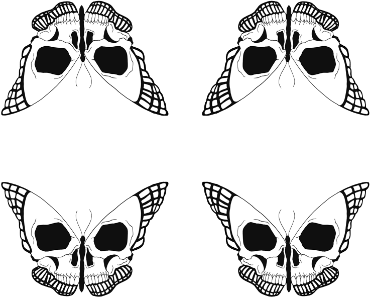 Skull Butterfly Pattern PNG