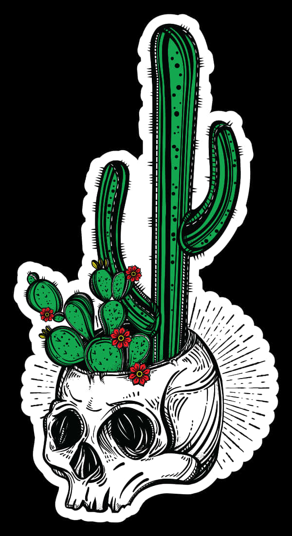 Skull Cactus Hybrid Art PNG