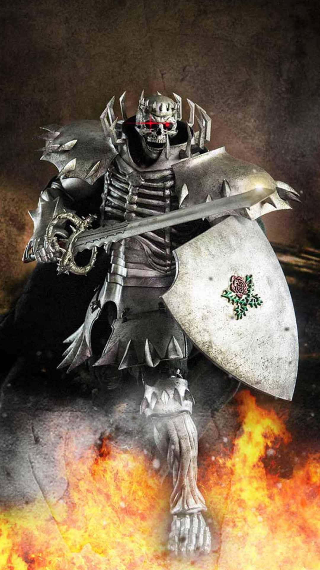 Skull Knight Looming In The Dark Wallpaper