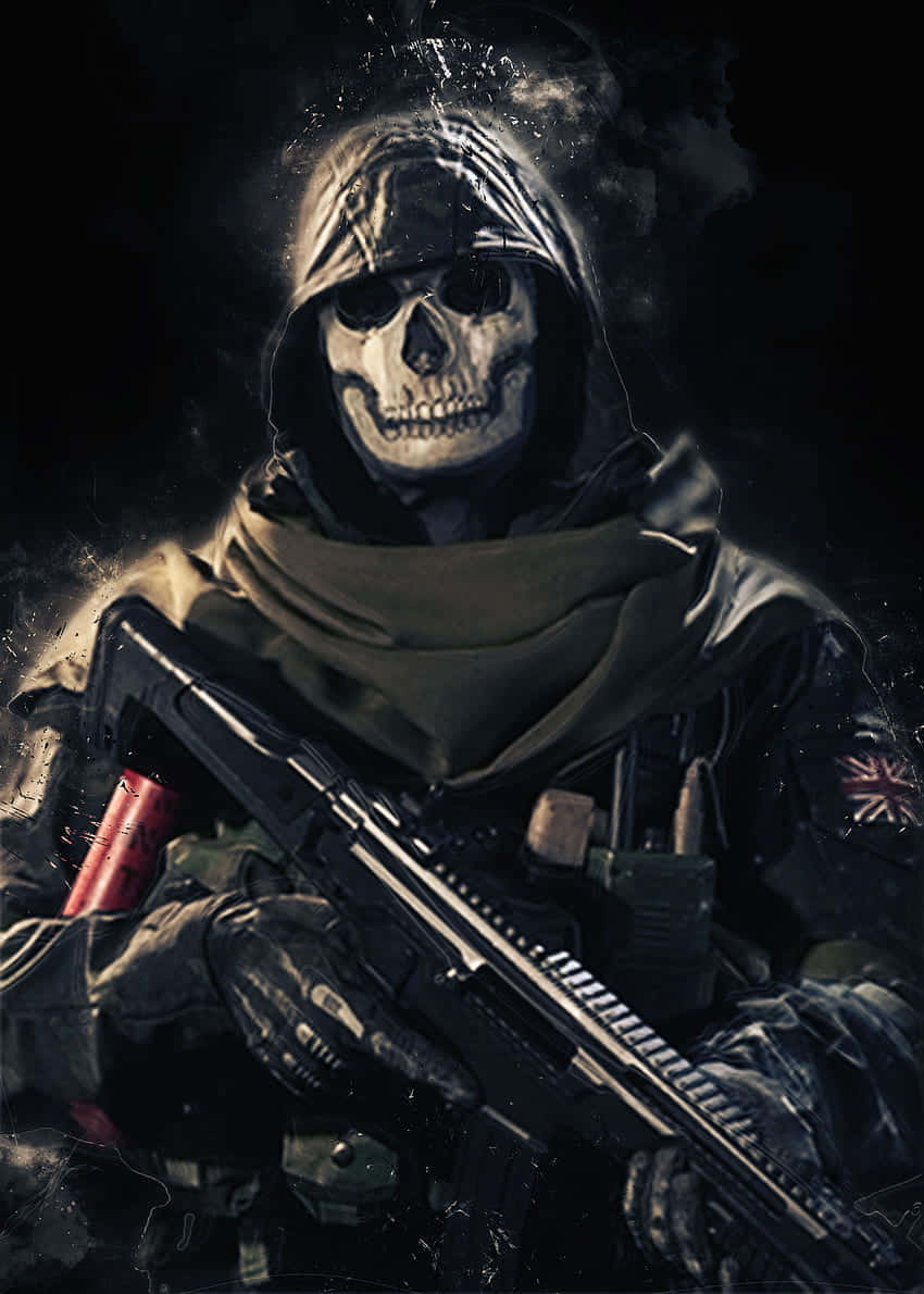 Skull Masked Soldier Artwork Wallpaper
