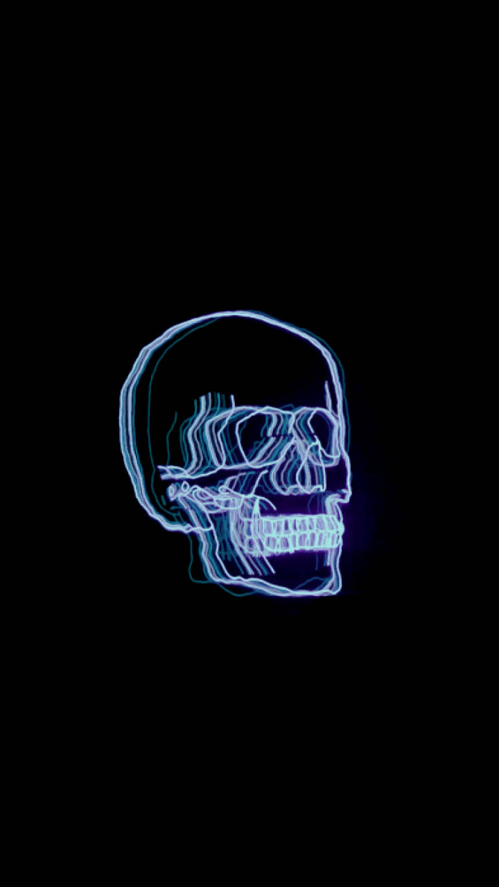 Cráneoneón Estético Azul Oscuro Hd Fondo de pantalla