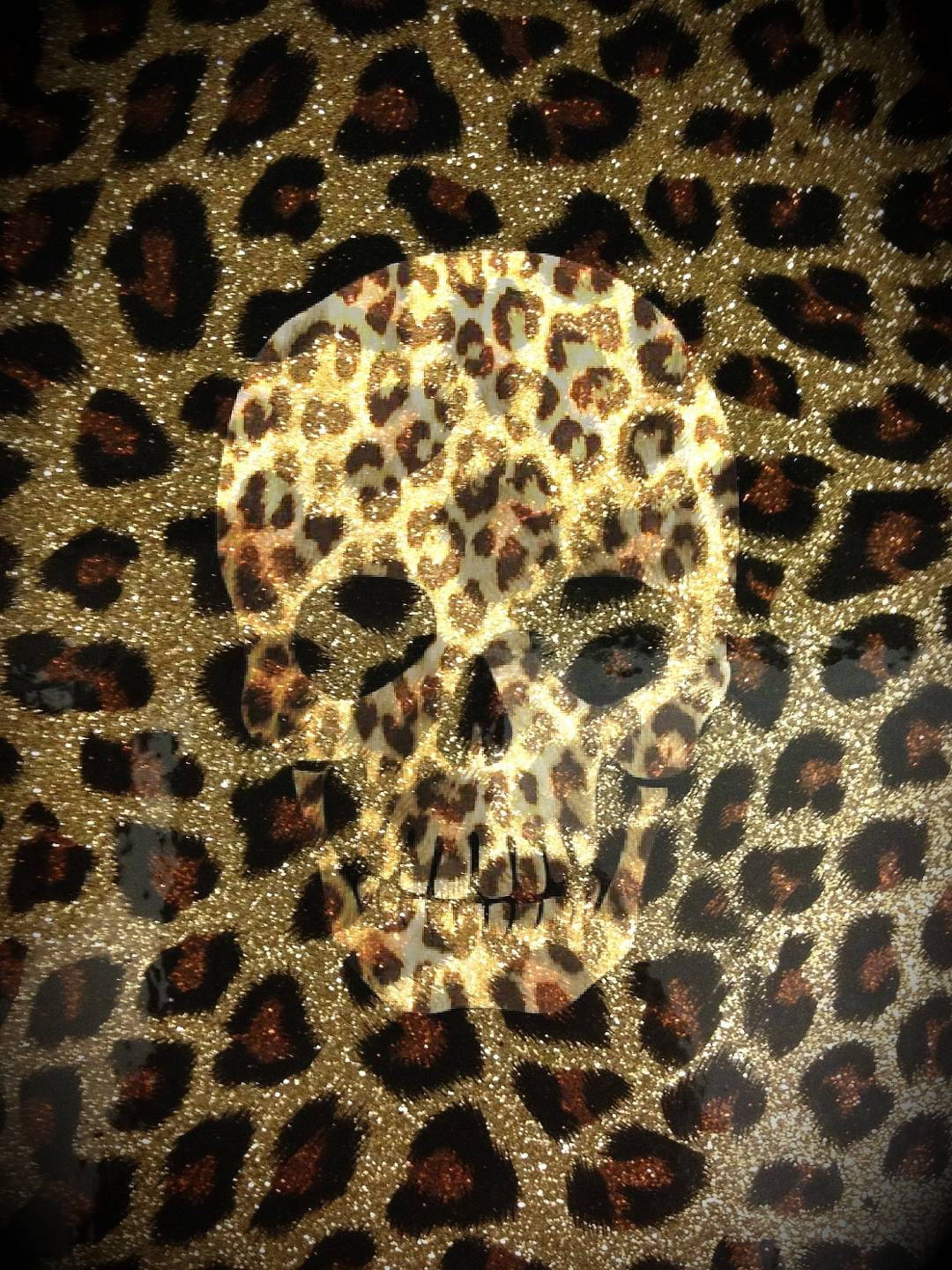 Skull On Cute Leopard Print Wallpaper