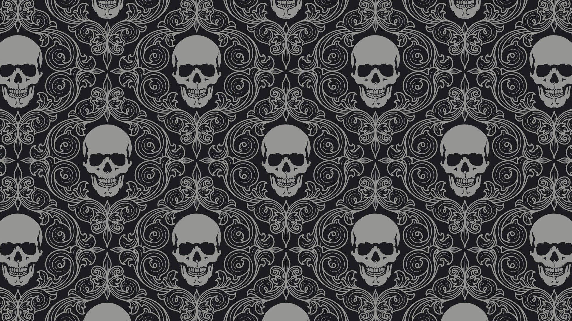 "A Spooky Skull Pattern for a Dark Halloween" Wallpaper