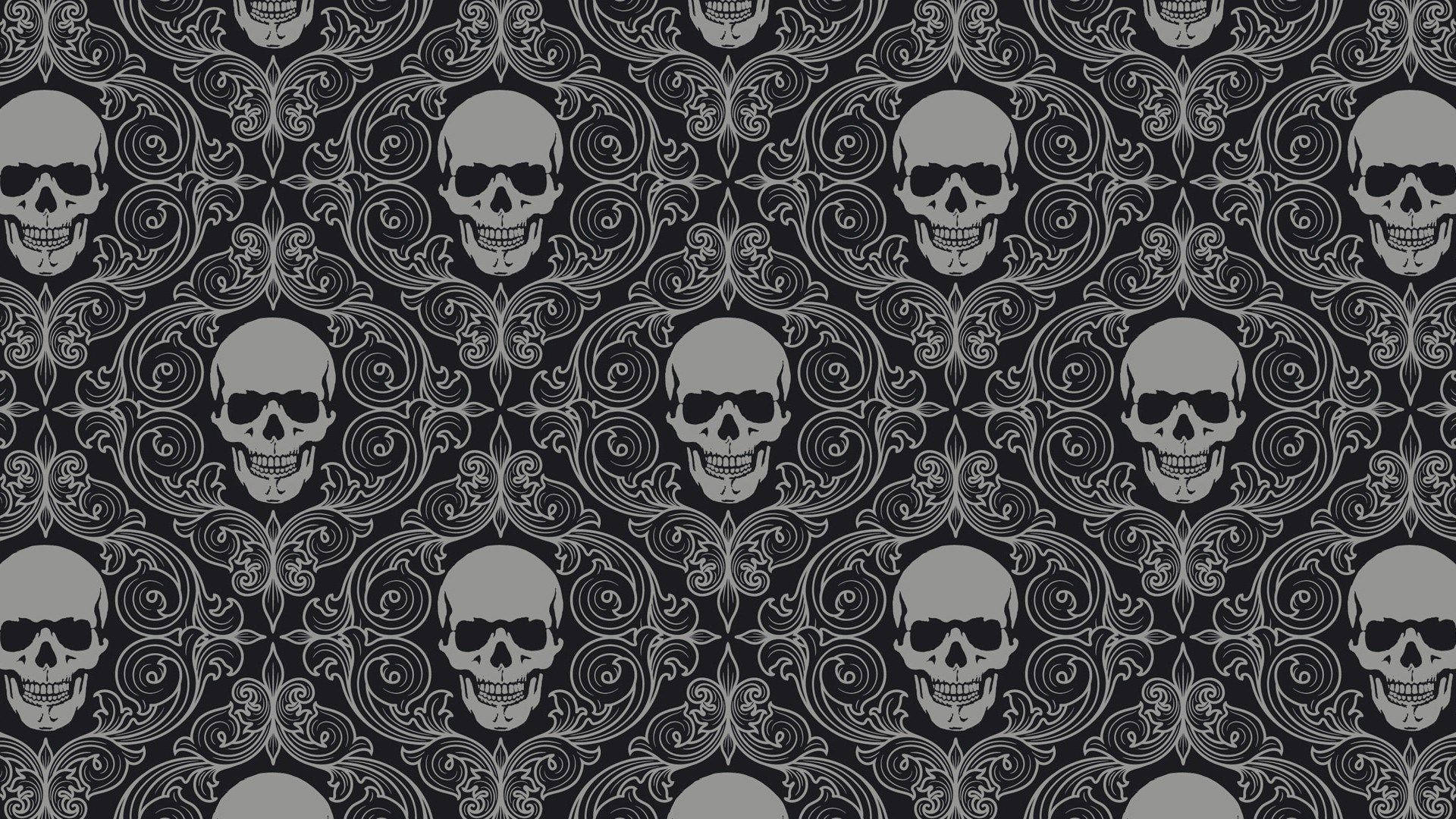 Skull Pattern Paisley Print Wallpaper