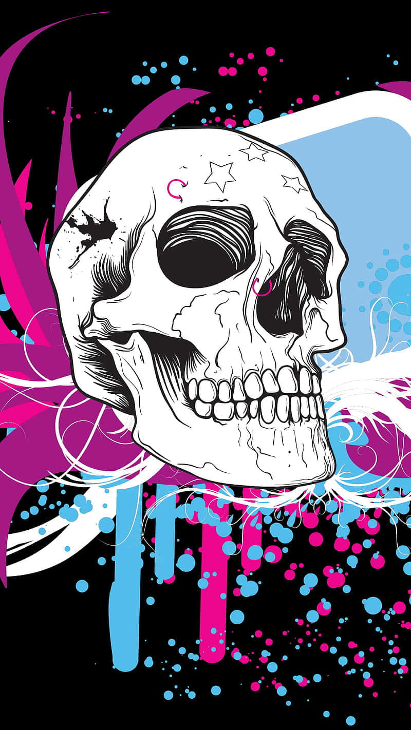 A Skull With A Colorful Background Wallpaper