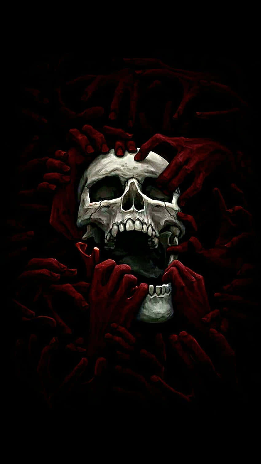 A Skull With Hands Reaching Out Of It Wallpaper